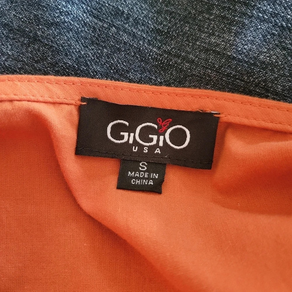 GIGIO Marmalade Orange Square Neckline Short Sleeve Tired Midi Dress - Picture 7 of 9